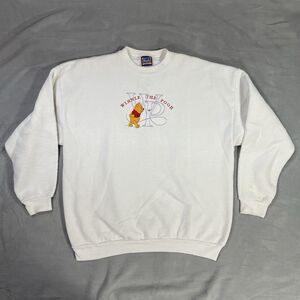 Vintage Winnie The Pooh Bear Crewneck Sweater Embroidered Adult XL Made In USA